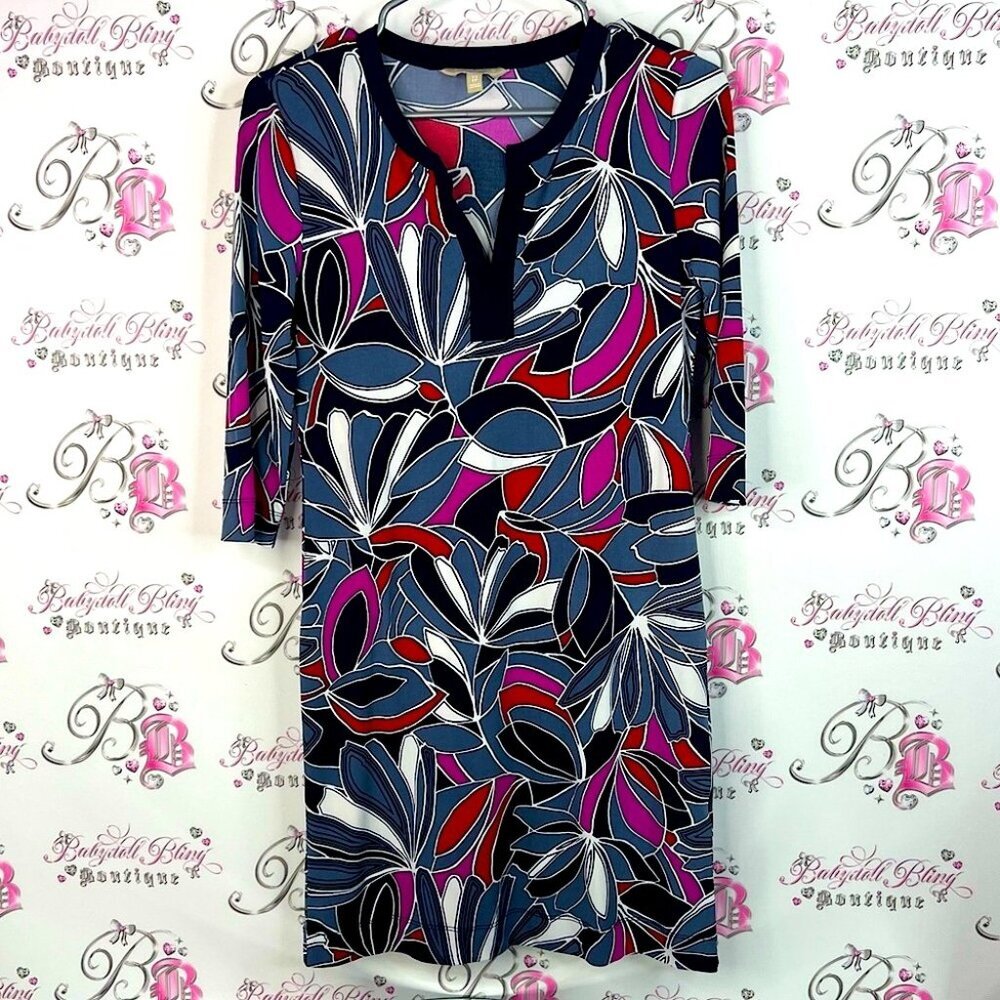 Banana Republic dress flowers color block stretchy Multicolor Floral Tunic